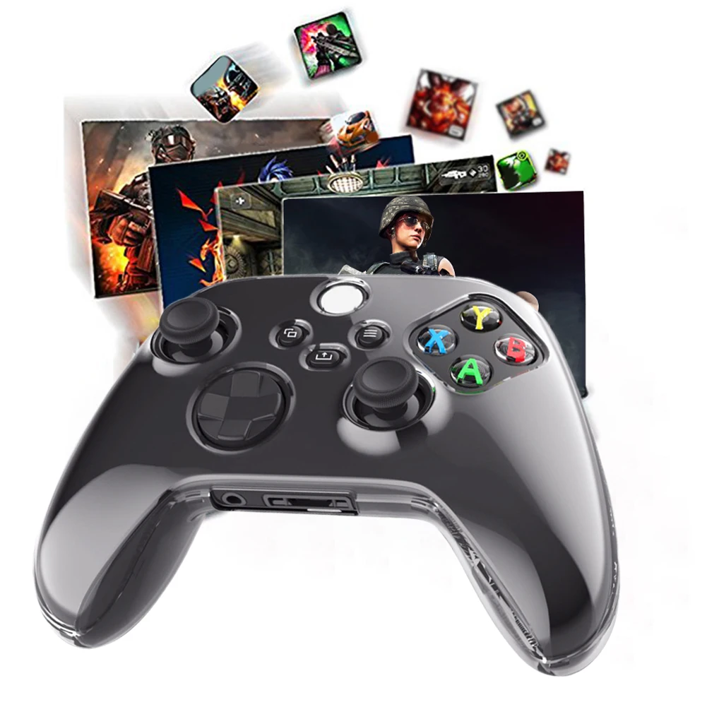 Casing Pelindung Keras Pegangan Anti Selip Casing Kulit Transparan Tahan Benturan untuk Aksesori Pengontrol Xbox Seri X/S