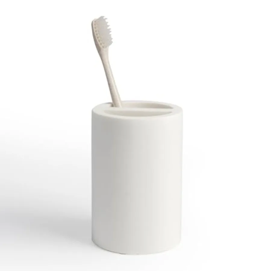 

Toothbrush Holder for Bathrooms Modern Resin Countertop Organizer with Slots Compact Toothbrush and Toothpaste Storage for Vani