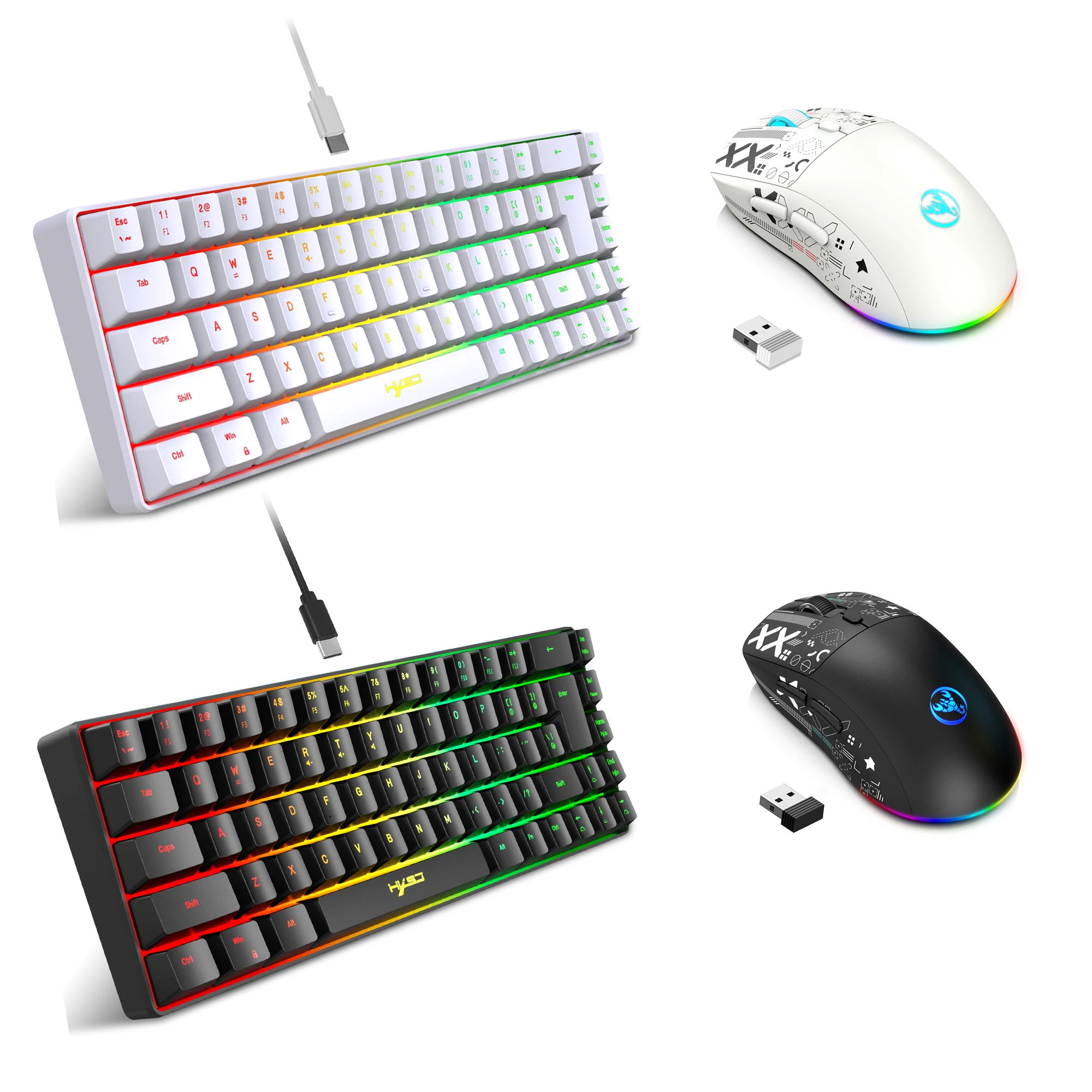 60% gaming Keyboard and mouse combo set gamer white key board combo computer wired keyboards mouses office teclado for laptop pc