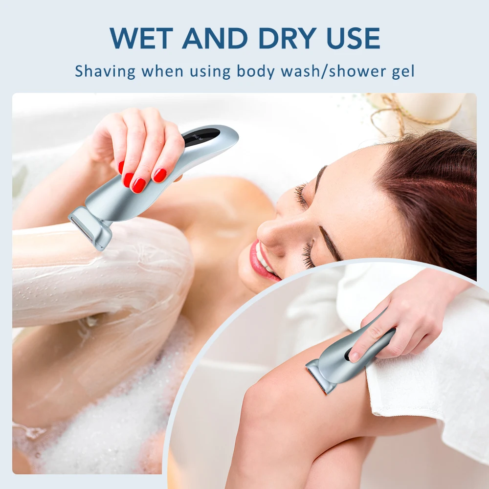 ماكينة حلاقة كهربائية للسيدات ماكينة حلاقة غير مؤلمة للنساء بيكيني تحت الإبط مزيل شعر الساقين ماكينة تشذيب الشعر مع قاعدة شحن للاستخدام الرطب والجاف