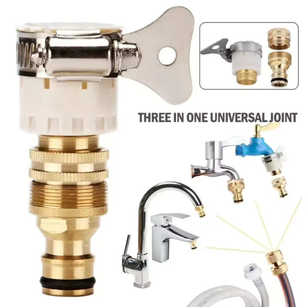 Car Wash Garden Universal Multifunctional Faucet Connector Three-In-One, Suitable for Most Faucet Models, Alloy Material, Tight-Fitting