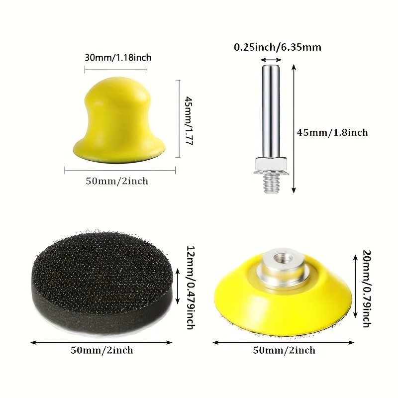 2 Inch Hook & Loop Sanding Discs Set 184 Pcs Wet/Dry Assorted 60-10000 Grit Sandpaper for Polishing and Sanding Wood Metal Car