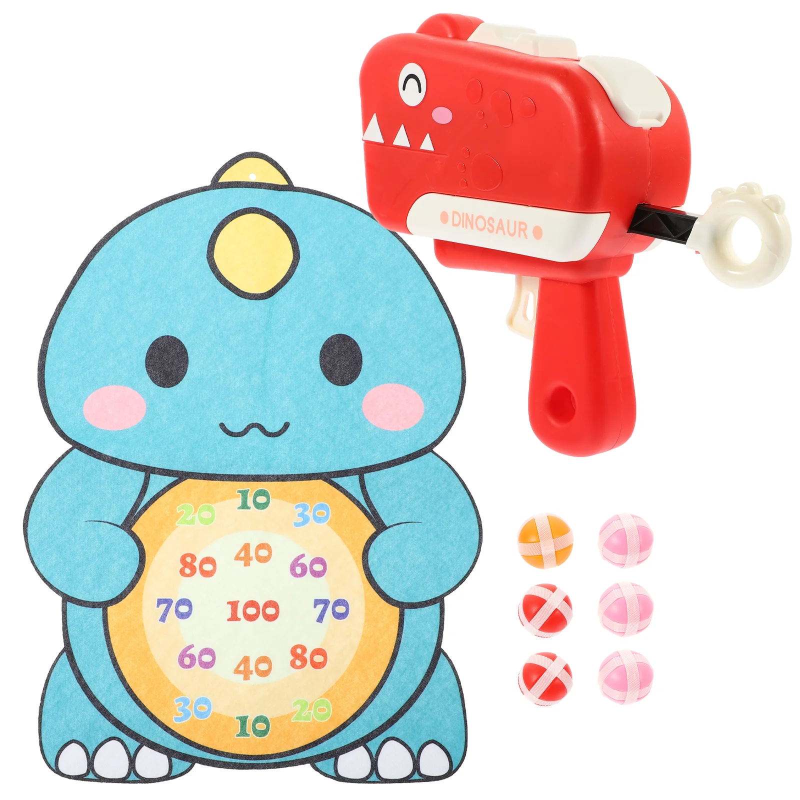 

1 set Red Dinosaur Sticky Balls Target Game Safe Wear Resistance Kids Sports Play Eye Coordination Cartoon Gifts