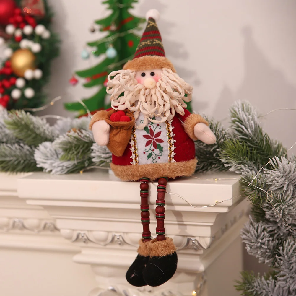 

Christmas Oldman Decoration Sitting Santa Ornament For Home Office Window Bar Lint Material Holiday Party Decor Christmas