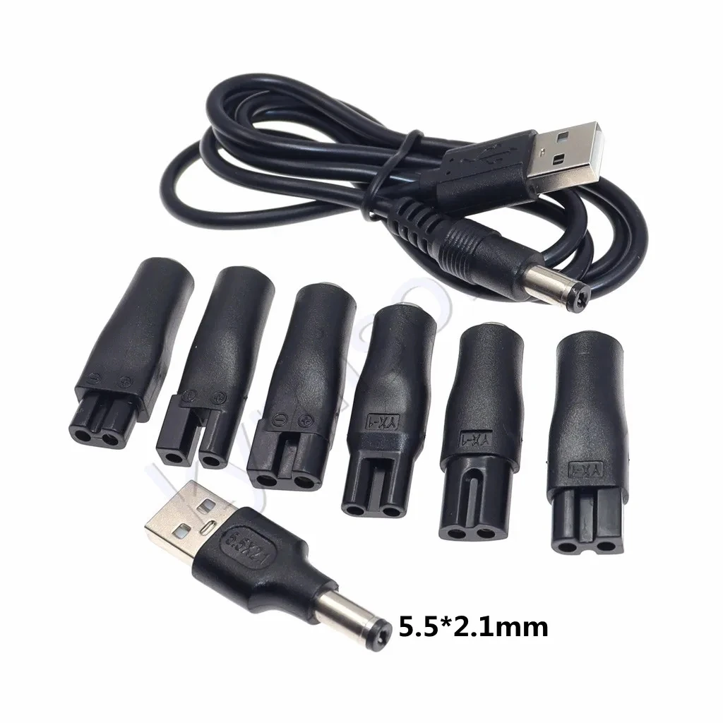 USB 5521 8PCS Power Cord 5V USB Adapter Charger Cable DC Converter For Philips Shaver For Panasonic Clipper trimmers Razor