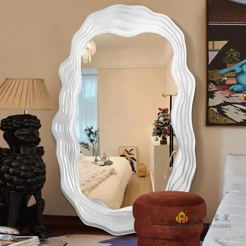 Aesthetic Wavy Mirror Full Body Standing Large Irregular Design Full Length Mirror Modern Maiden Macrame Espelho Home Decoration