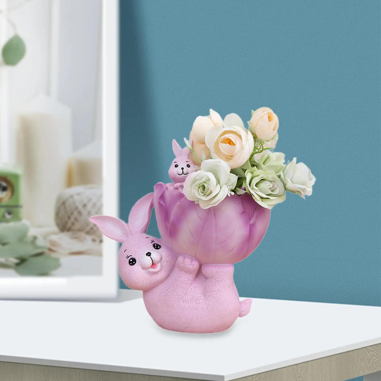 

Bunny Planter Pot Decorative Cartoon for Plants Flower Cactus Desktop Ornament Vase for Outdoor Indoor Home Garden Office Decor