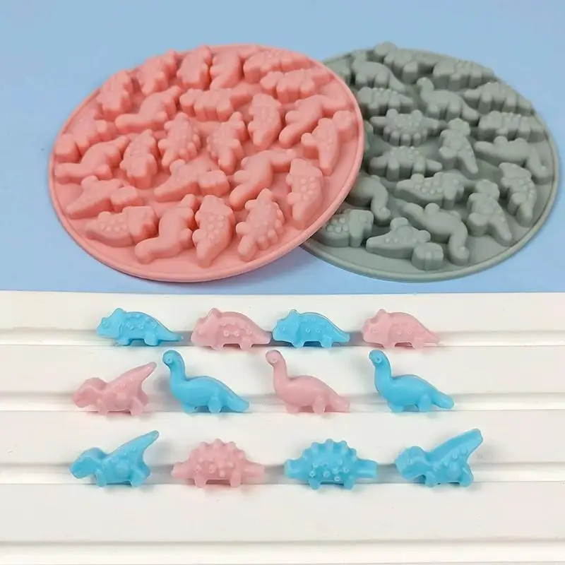 【M】Cute Cartoon Dinosaur Silicone Mould 3D Dinosaur Theme DIY Fondant Cake Chocolate Mold Ice Cake Mould Baking Accessories