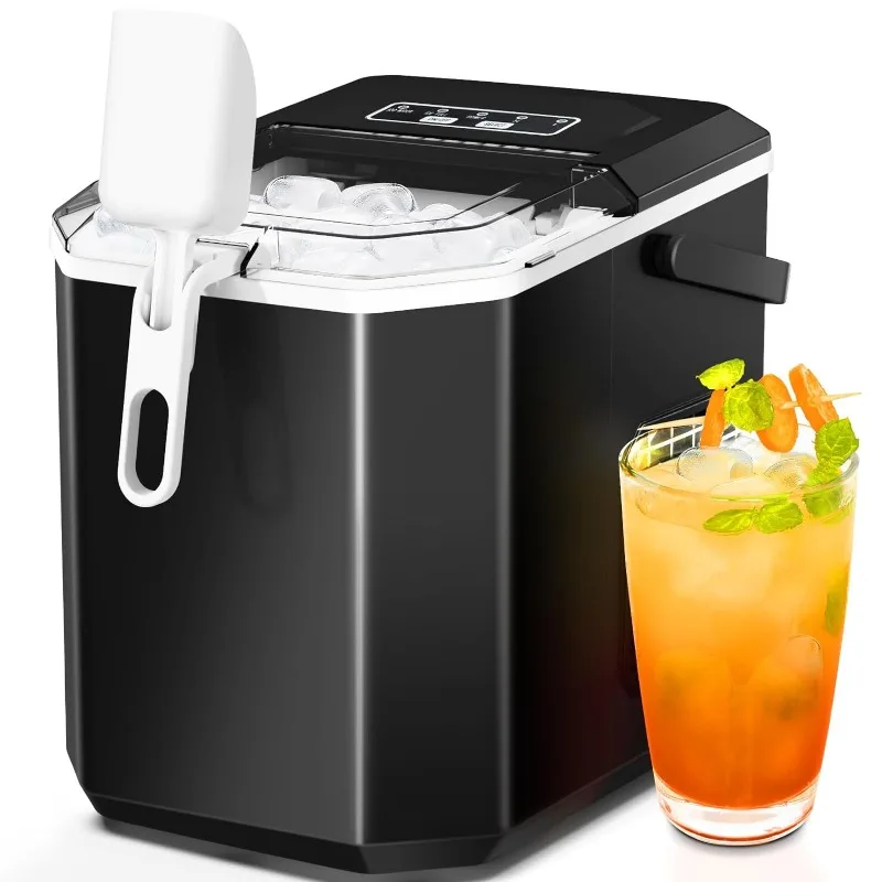 ZAFRO Countertop Ice Maker,Portable Ice Machine with Carry Handle,Self-Cleaning,Basket and Scoop,9 Cubes in 6 Mins,26.5lbs/24Hrs