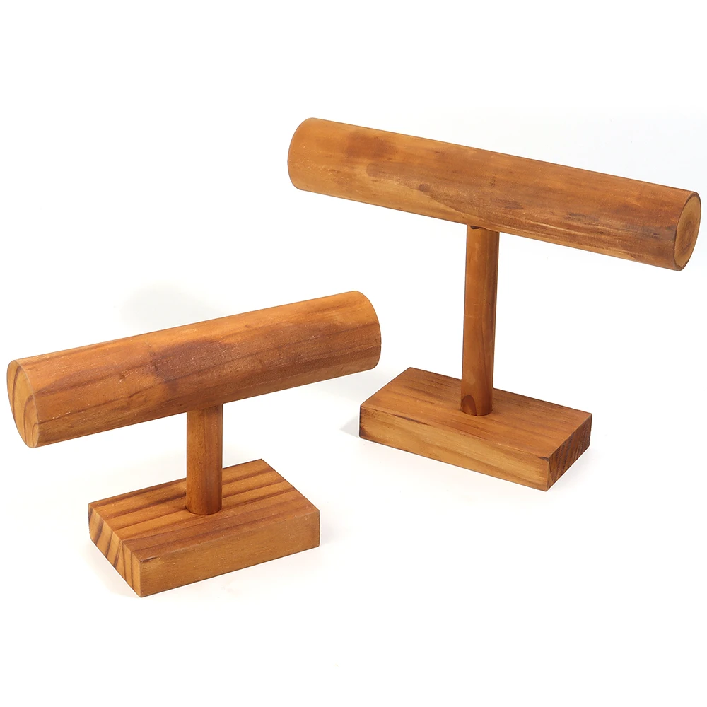 빈티지 소나무 목재 팔찌 진열대 홀더 원통형 팔찌 쇼케이스 주얼리 액세서리 보관함 1개