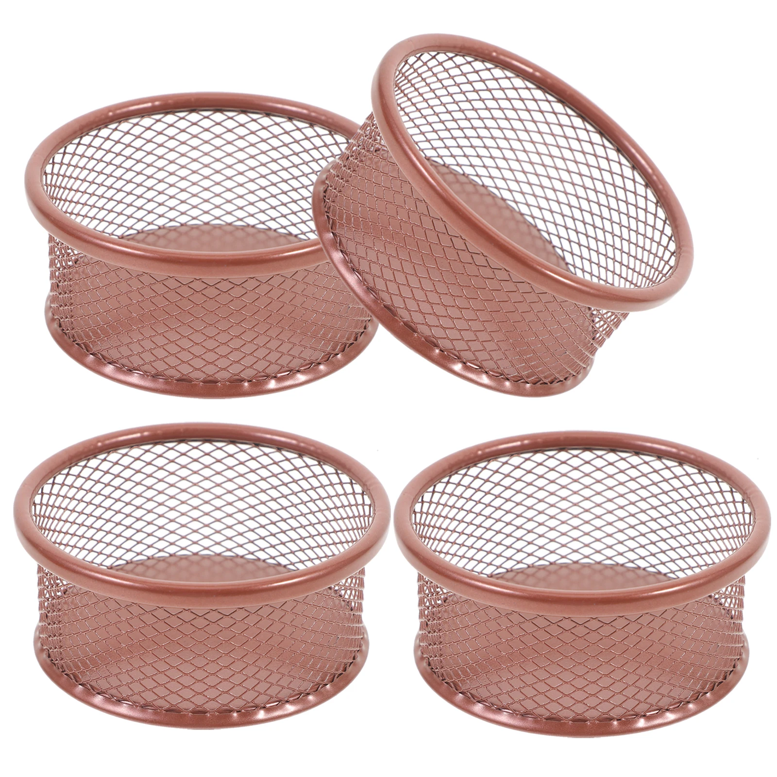 

4pcs Metal Paper Clip Holders Desk Containers Office Supplies Organizer Stationery Rubber Bands Binders