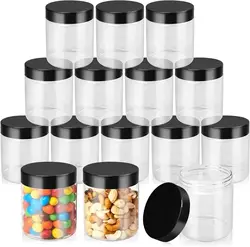 10PCS 8OZ Plastic Jars with Screw On Lids, Pen and Labels Refillable Empty Round Slime Cosmetics Containers for Storing