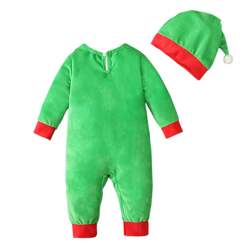 Unisex Langarm-Kleinkind-Weihnachtselfen-Outfit Säuglings-Weihnachts-Fleece-Strampler Neugeborenen-Weihnachtsmann-Kostüm – Detail 7