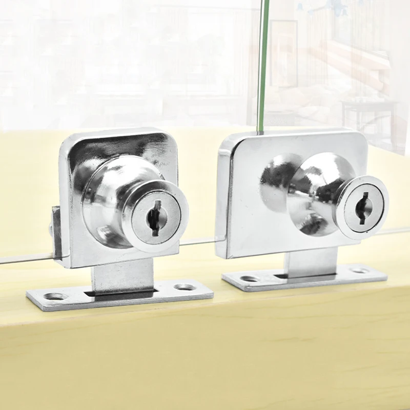 

Display Case Cabinet Lock Drawer Glass Keys Latch Safety Security Showcases Attachment Zinc Alloy Rubber Gasket
