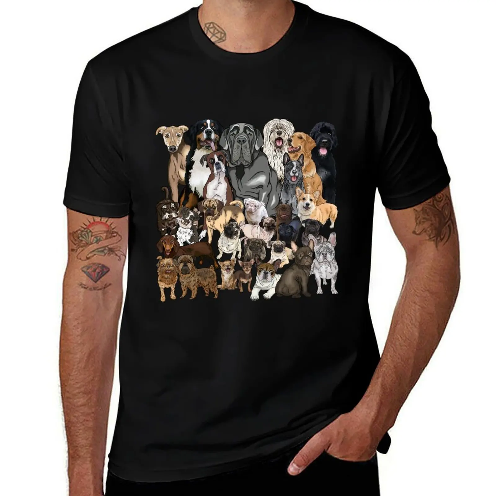 It's a dog pile! T-Shirt Casual Street Style Short Sleeve Tee T-Shirt