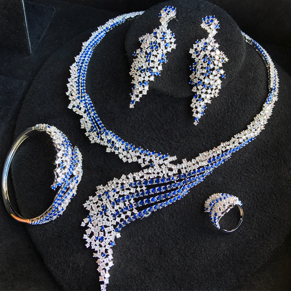 

GODKI Magnificent 4Pcs African Jewelry Set for Women Wedding Party Luxury Indian Cubic Zirconia Dubai Bridal Jewelry Set