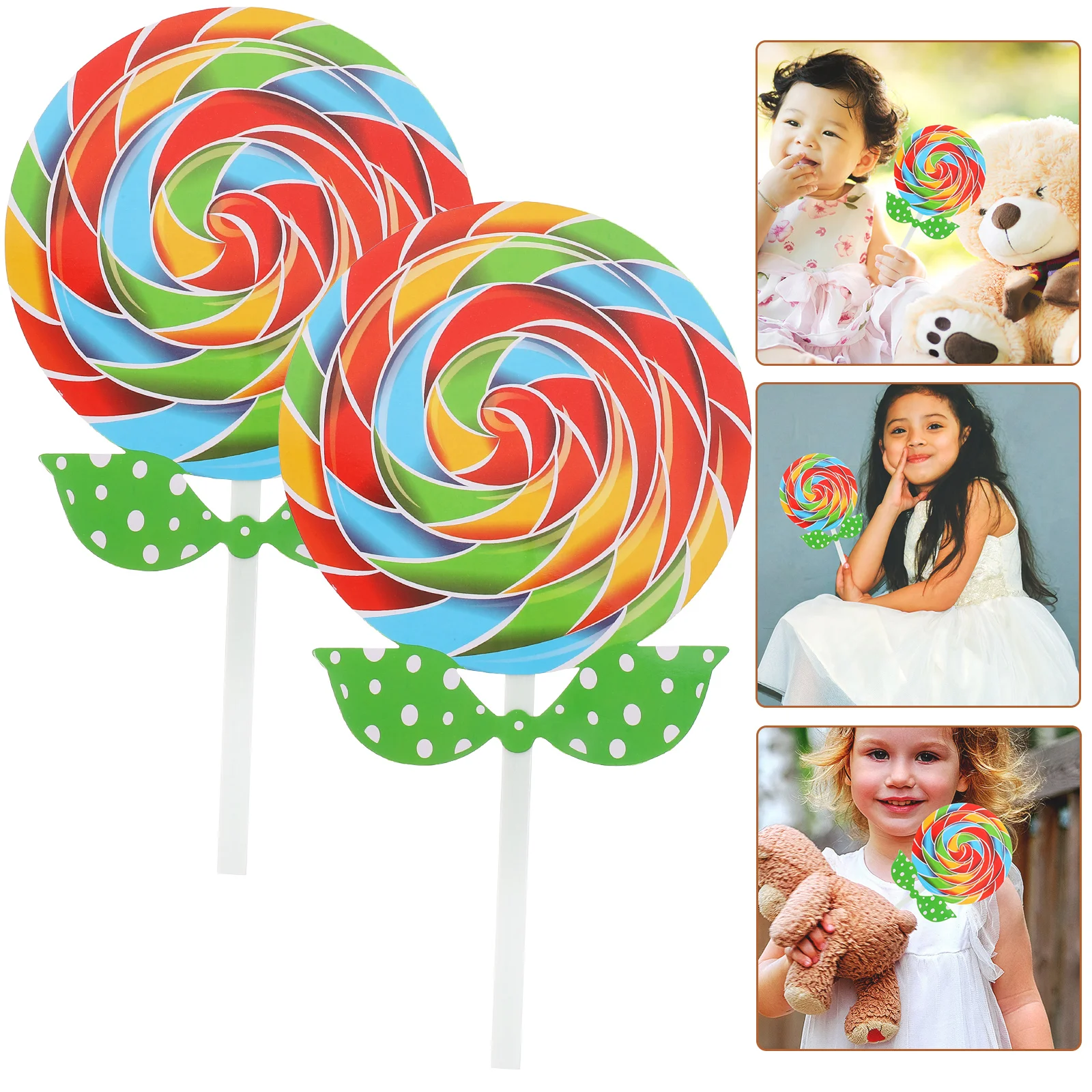 2 Pcs Lollipop Photo Inflatables Christmas Decoration Rainbow Candy Wedding Props Photography Fake Food Child