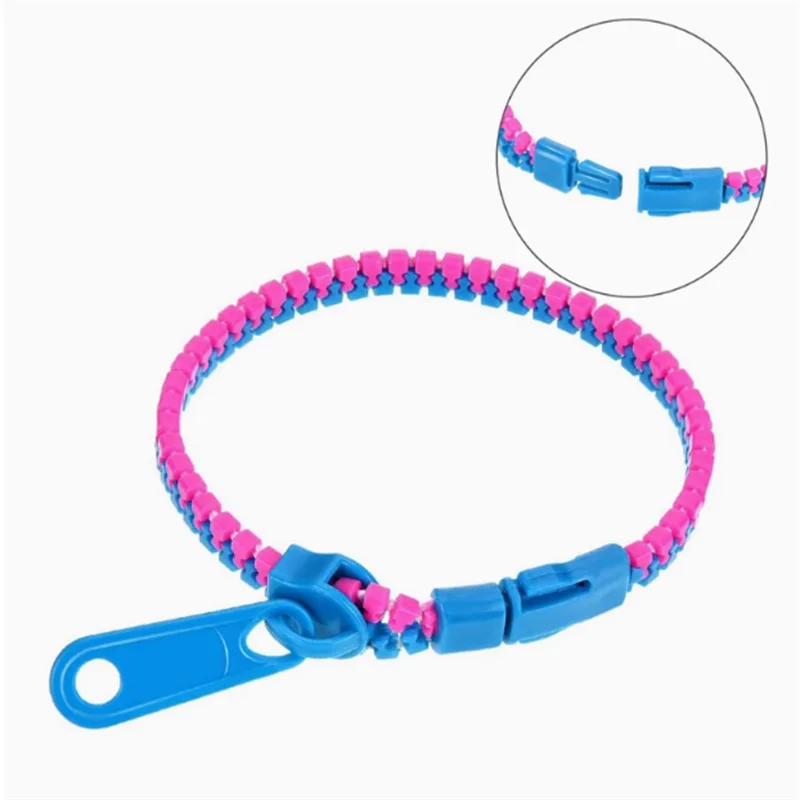 10Pcs Candy Two-color Zipper Chain Bracelet Creative Plastic Toys For Children Kids Toys Anti-stress Toys Fashion Decorations