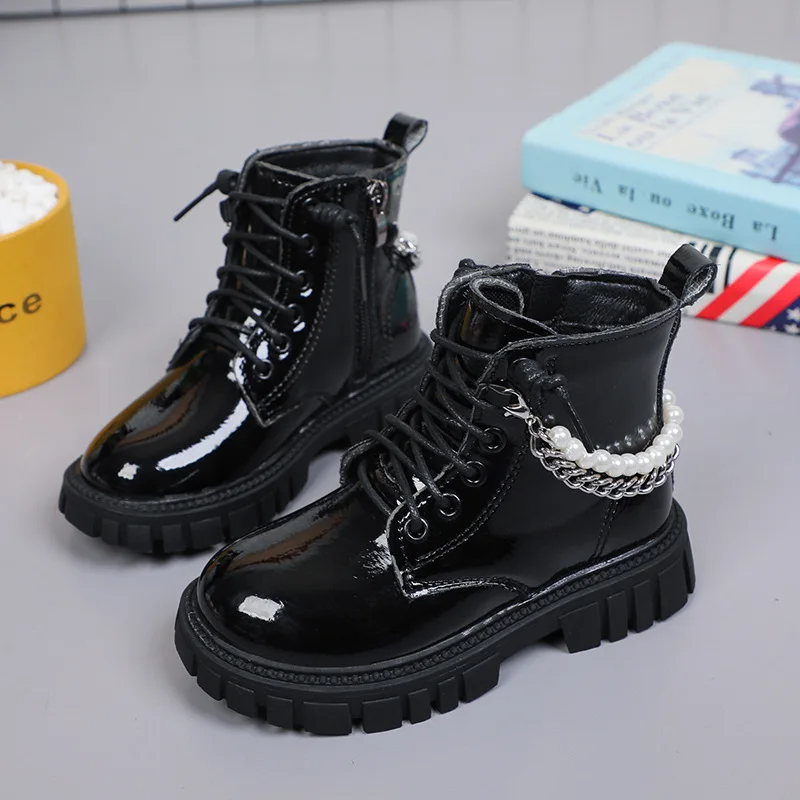 Fashion Girl\'s Boots Autumn Soft Leather Platform Boots Toddler Round Toe Chunky Kids Shoes Casual Non-slip Ankle Boots Ботинки