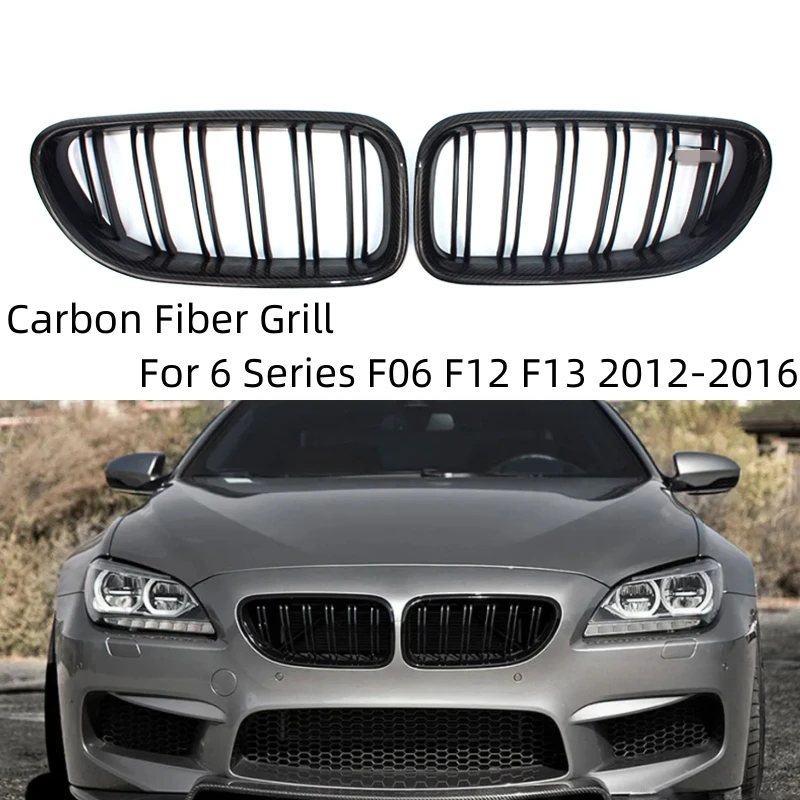 

Carbon Fiber Front Bumper Kidney Grill Grilles For BMW M6 640i 650i F06 F12 F13 2012 2013 2014 2015 2016 2017 Double Slats