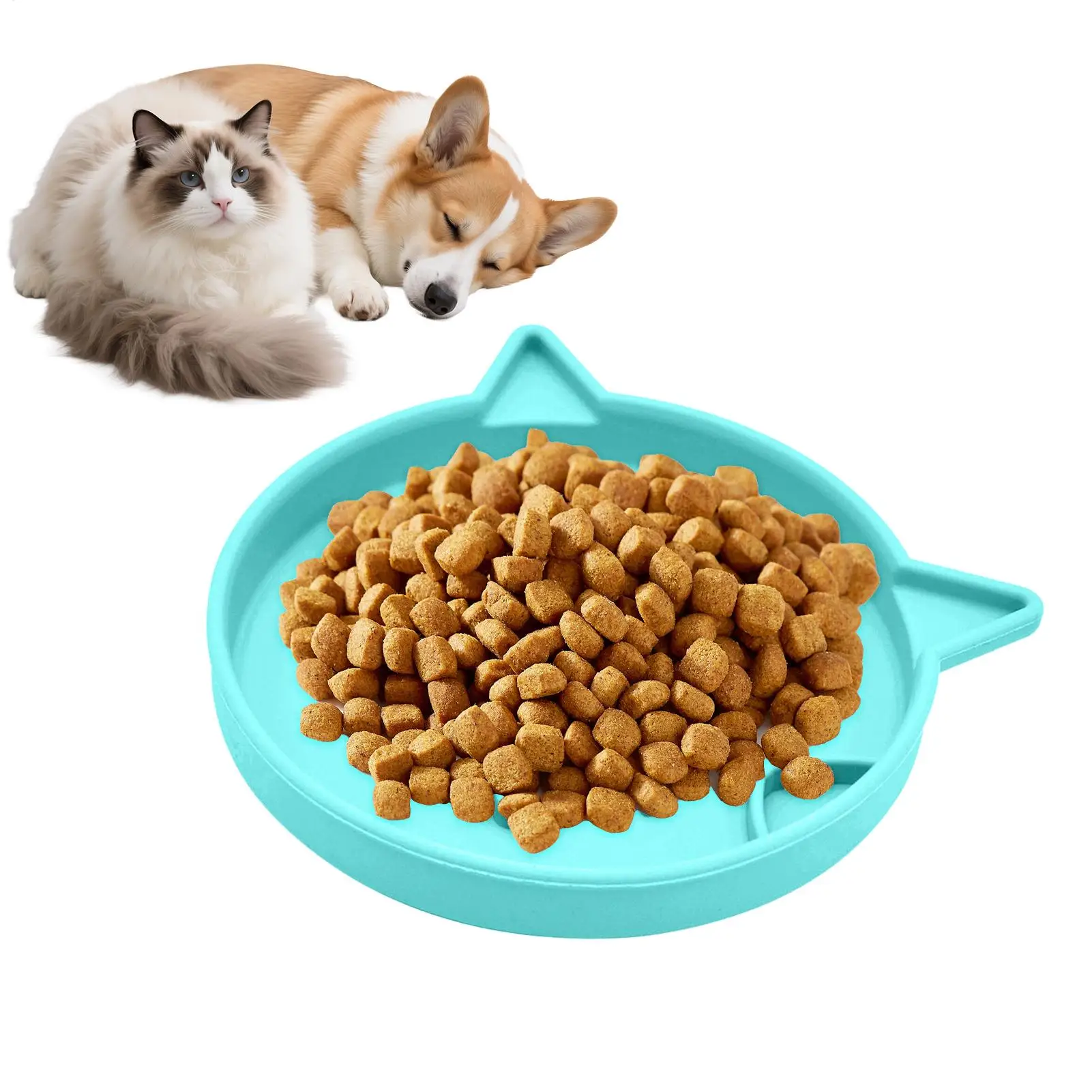 Comedero Lento Interactivo Ergonómico Antideslizante para Gatos, Tazón para Mascotas para Comer en Interiores, Sala de Estar, Exteriores, para una Digestión Lenta y Limpia