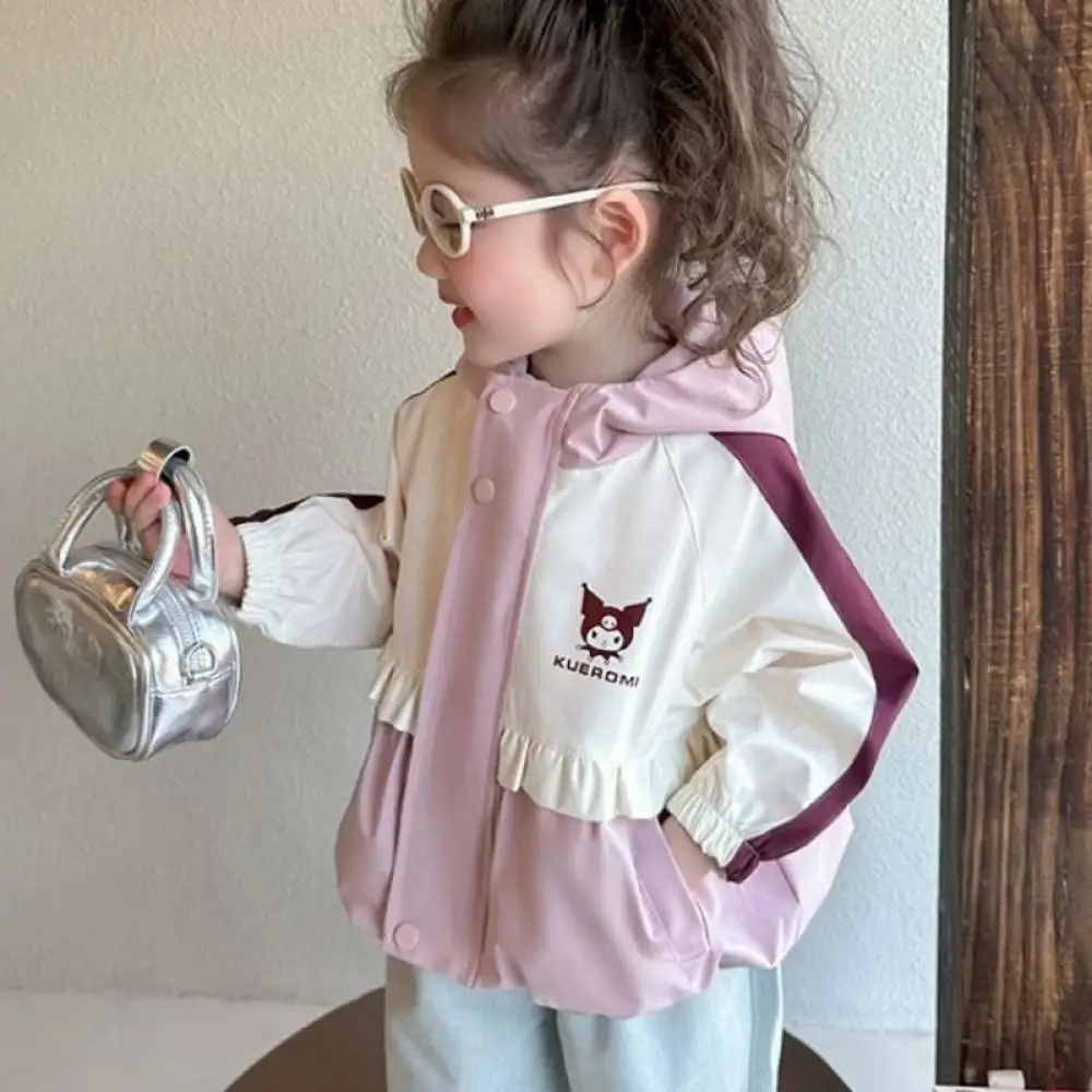 

Cartoon Children Girls' Kuromi Spring Autumn Coat Jacket Style Kawaii Sanrio Anime Cute Comfort Leisure Trendy Clothing Gifts