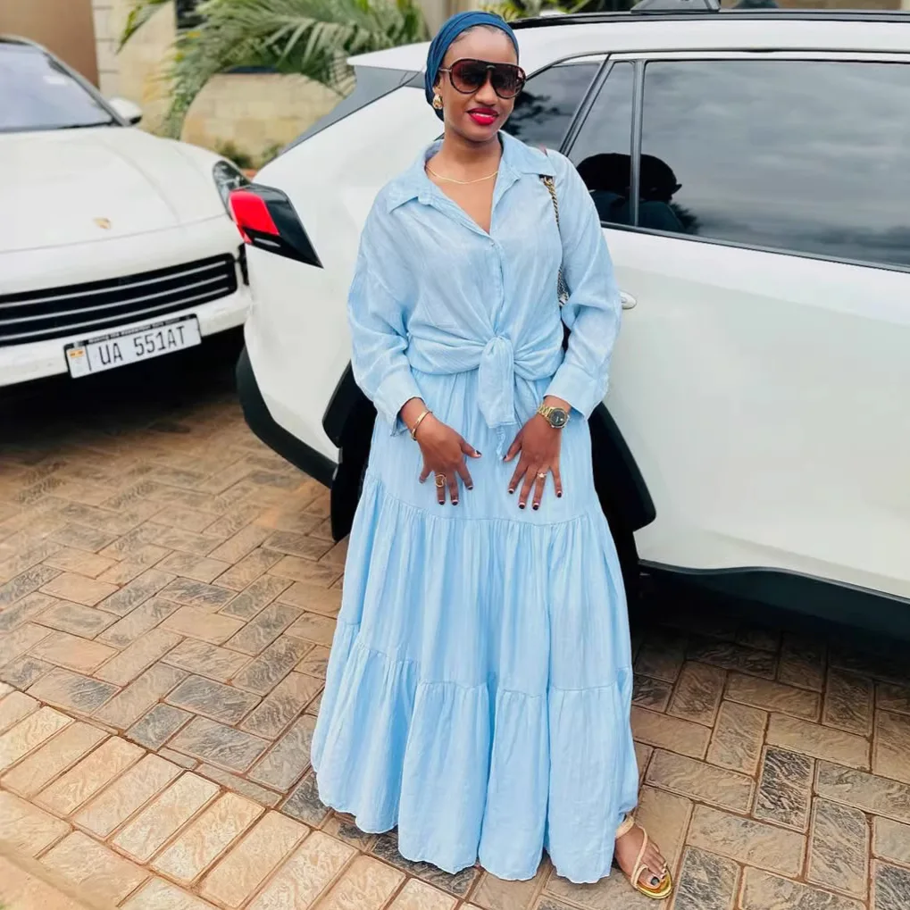 

Women Two Piece Sets Skirt Set Turn Down Collar Full Sleeve Top Long Skirts A Line High Waist Y2k Streetwear Elegant Work Spring