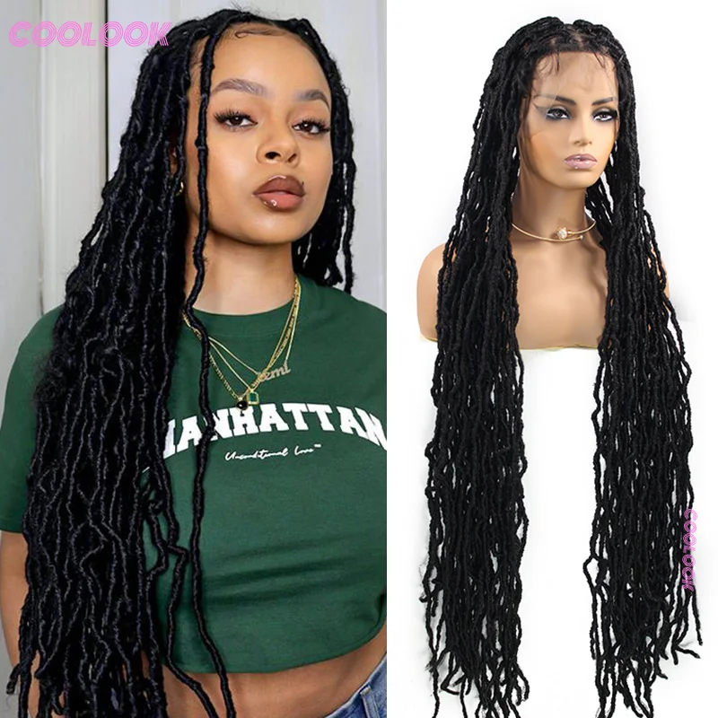 

Full Lace Synthetic Box Braided Wigs Butterfly Locs Braids 40" Super Long Knotless Goddess Braids Dreadlocks Wig For Black Women