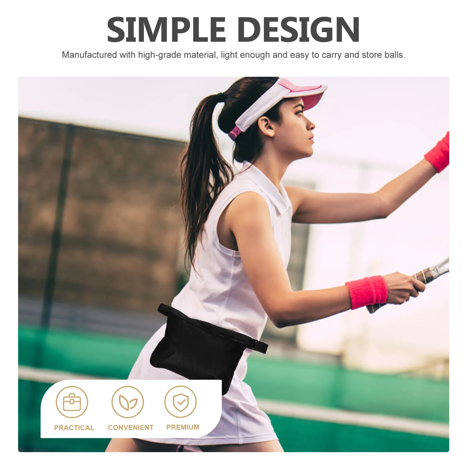 

Tennis Ball Bag Lightweight Mesh Bag with Waist Strap for Tennis Golf Baseball Ball Storage and Picking Training Bags