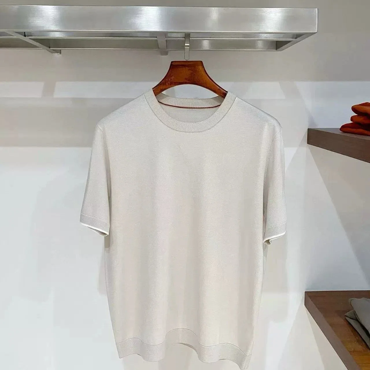 Italian BC Embroidery Old Money Style Knitted Short Sleeve Casual Breathable T-Shirt