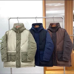 Winter Down Jacket Multiple Pockets Work Clothes Hoodies Double Sided Men's Women's Stormsuit Outdoor Trekking Camping Ski Coat