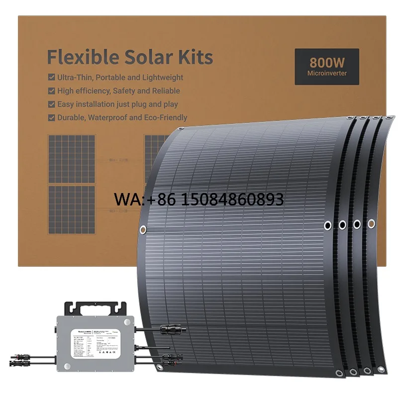 Germany Warehouse 800W Grid Tie Microinverter 4pcs Flexible Panel Balcony RVs Solar KitBalcony solar power generation