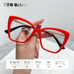 TWO Oclock Oversized Women's Eyeglasses with Frame Trends Female Decorative Red Transparent Prescription Glasses Square Cateye