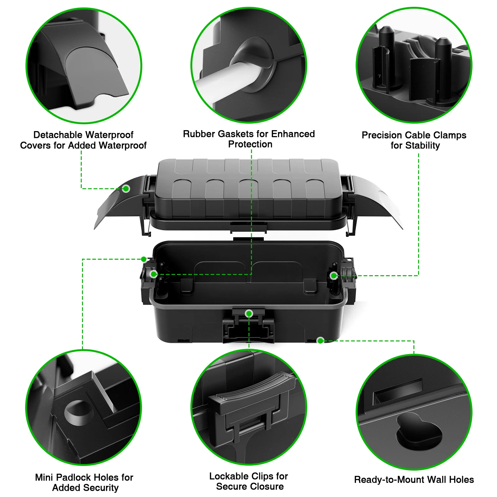 صندوق كهربائي صغير خارجي، أغطية درع قابلة للفصل، غطاء سلك تمديد للمكونات، المخرج، الهالوين، أضواء سلسلة عيد الميلاد
