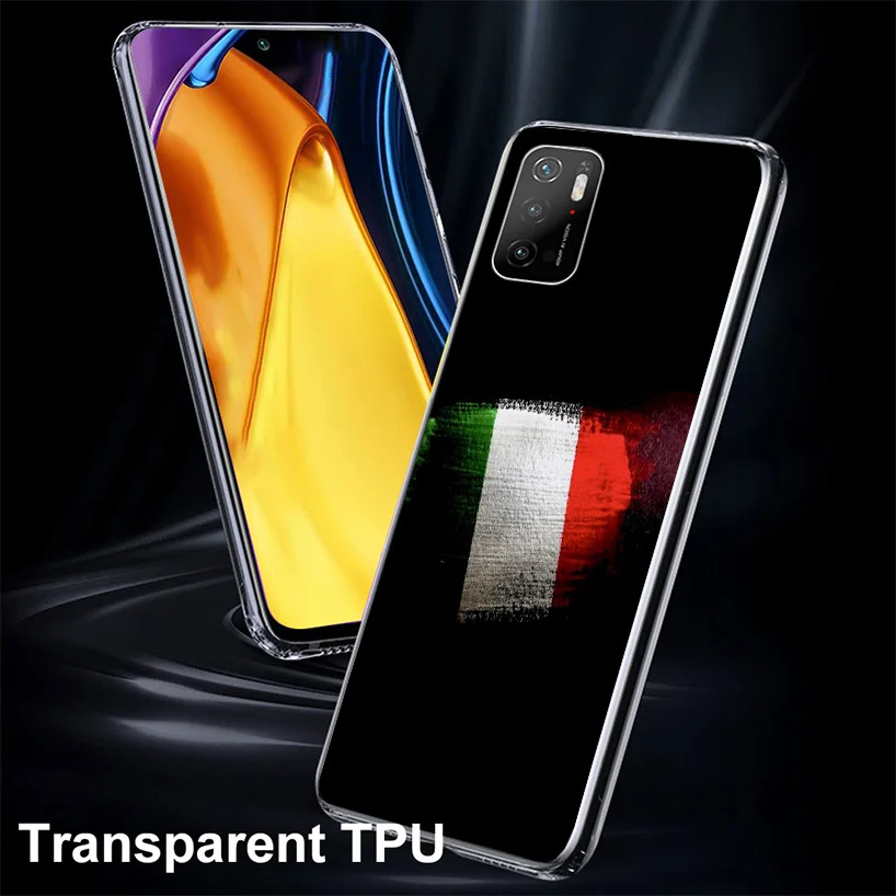 Italy Flag Cover Phone Case For Xiaomi Poco X6 X5 X4 Nfc X3 Pro F6 F5 F4 Gt F3 F2 F1 M5S M4 M3 Soft Fundas Shell