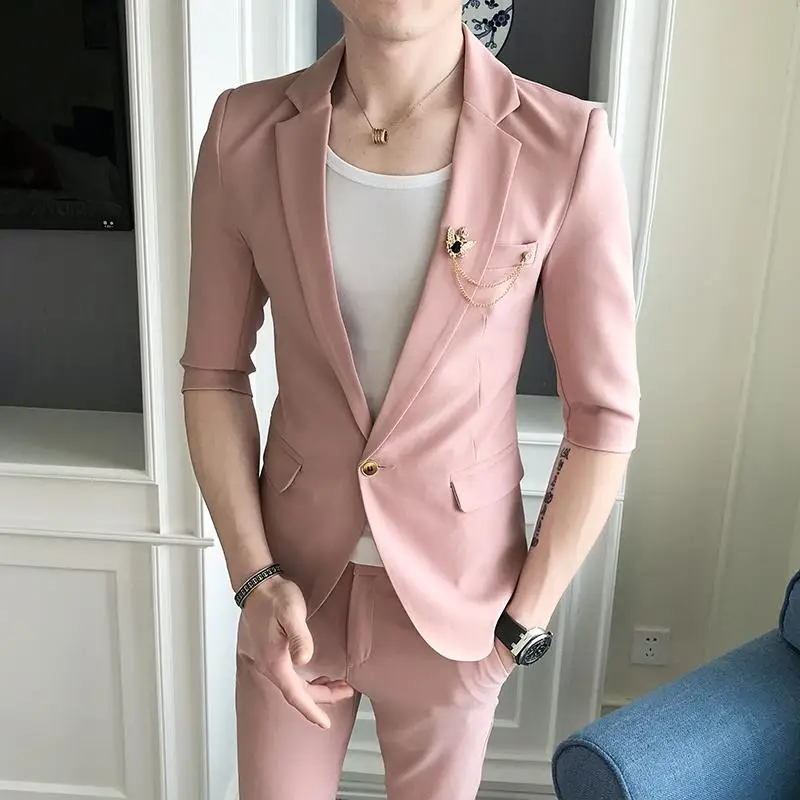 Pink Suit Sets Male