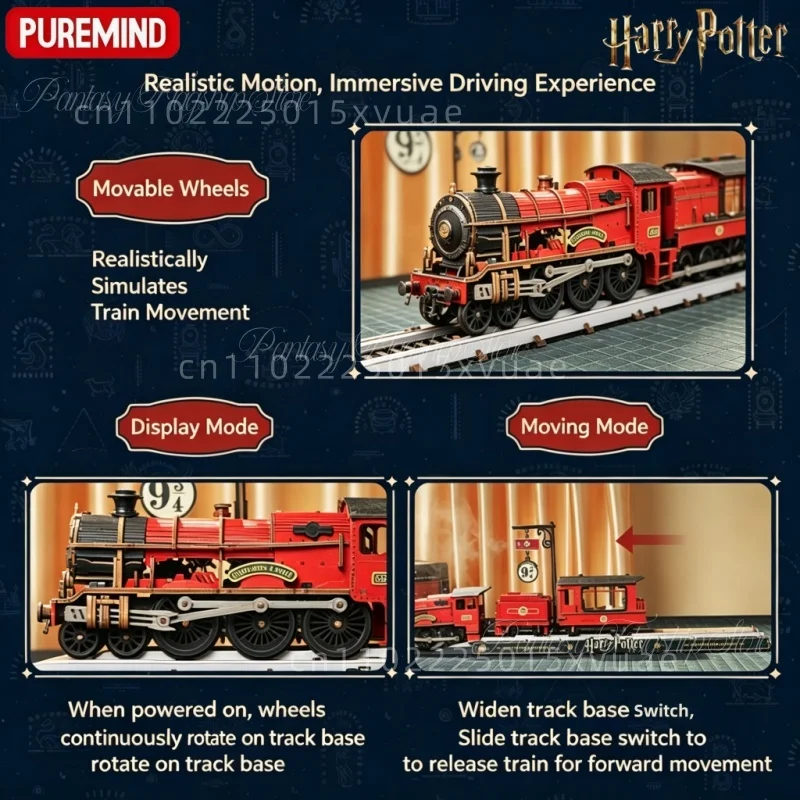 Image 7: Blocs de construction PUREMIND Harry Potter Hogwarts Express, puzzle 3D en bois assemblé, modèle mobile, jouets décoratifs, cadeaux de collection