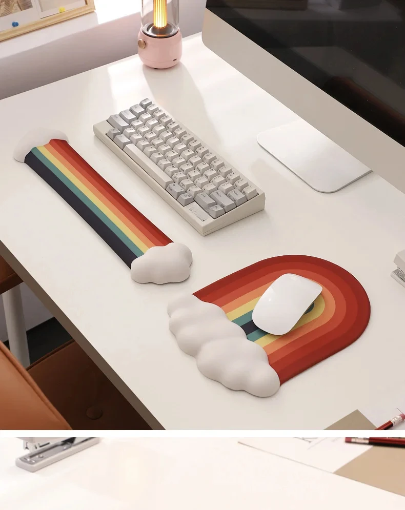 Cloud Rainbow Silikon-Handgelenkauflage Mauspad Ergonomische Schreibtischunterlage für Büro und Gaming 4 Farboptionen 2 Größen – Detail 3
