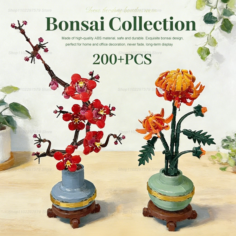  2026 NEW MOC Orchid Bamboo Chrysanthemum Plum Blossom Bouquet Building Block Set Flowers Toy for Kid Adult Gift Home Decorations 