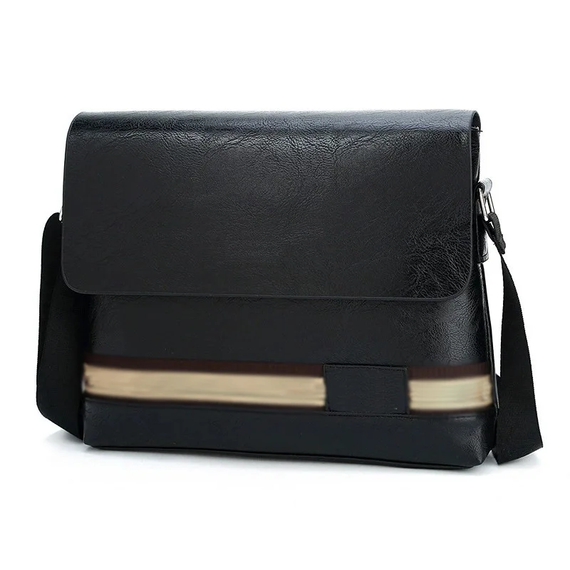 PU Leather Color Stripe Men's Briefcase Men's Executive Briefcase Shoulder Retro Business Work Messenger Bag Side Designer Style