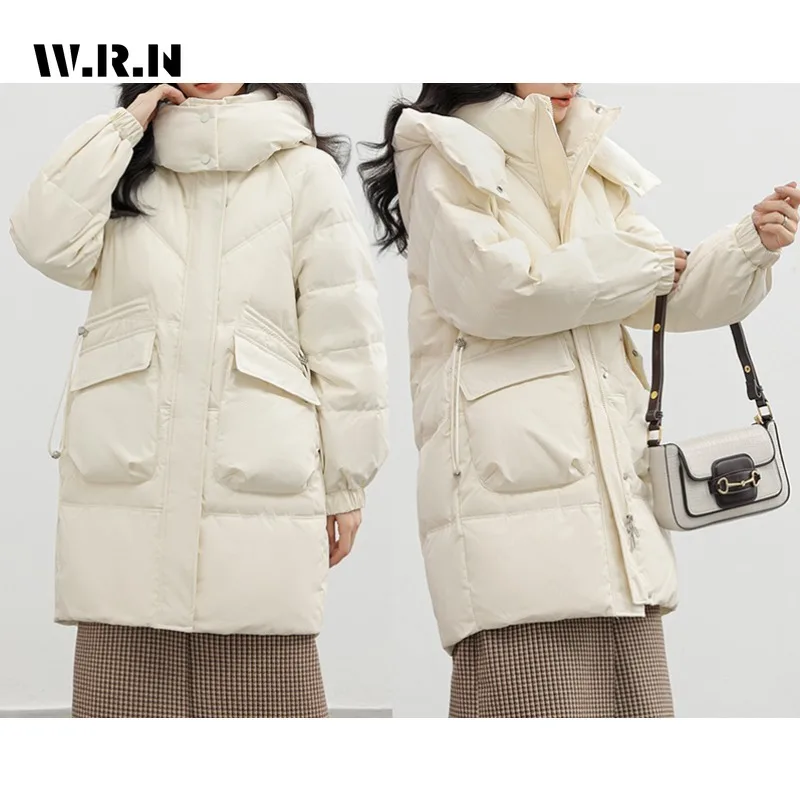 Women Casual Basic Long Sleeve Single Breasted Hooded Parkas 2023 Winter Oversized Outerwear Jacket Fashion Warm Solid Coat