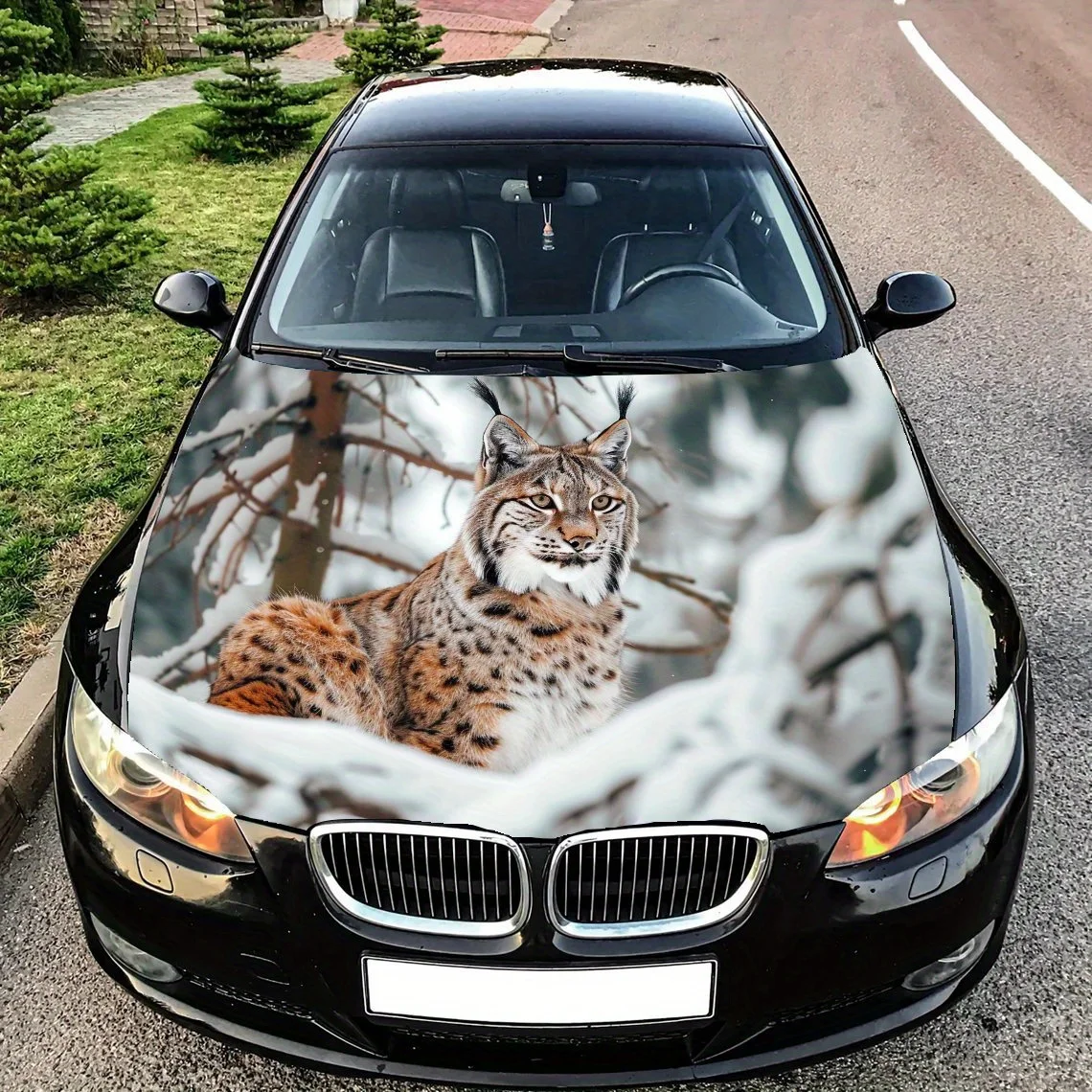 

Lucid Lynx Snow Car Hood Decal,Self-Adhesive PVC hood Sticker Decor Scratch Resistant Sticker Protect,Auto Accessories