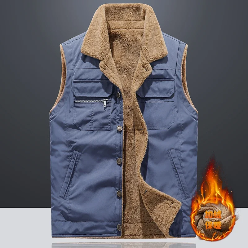 

WaistCoat new Warm Fleece Coats Autumn Winter Fleece Sleeveless Jackets Men Clothing Vest Plus Size 6XL Vests Jacket Men