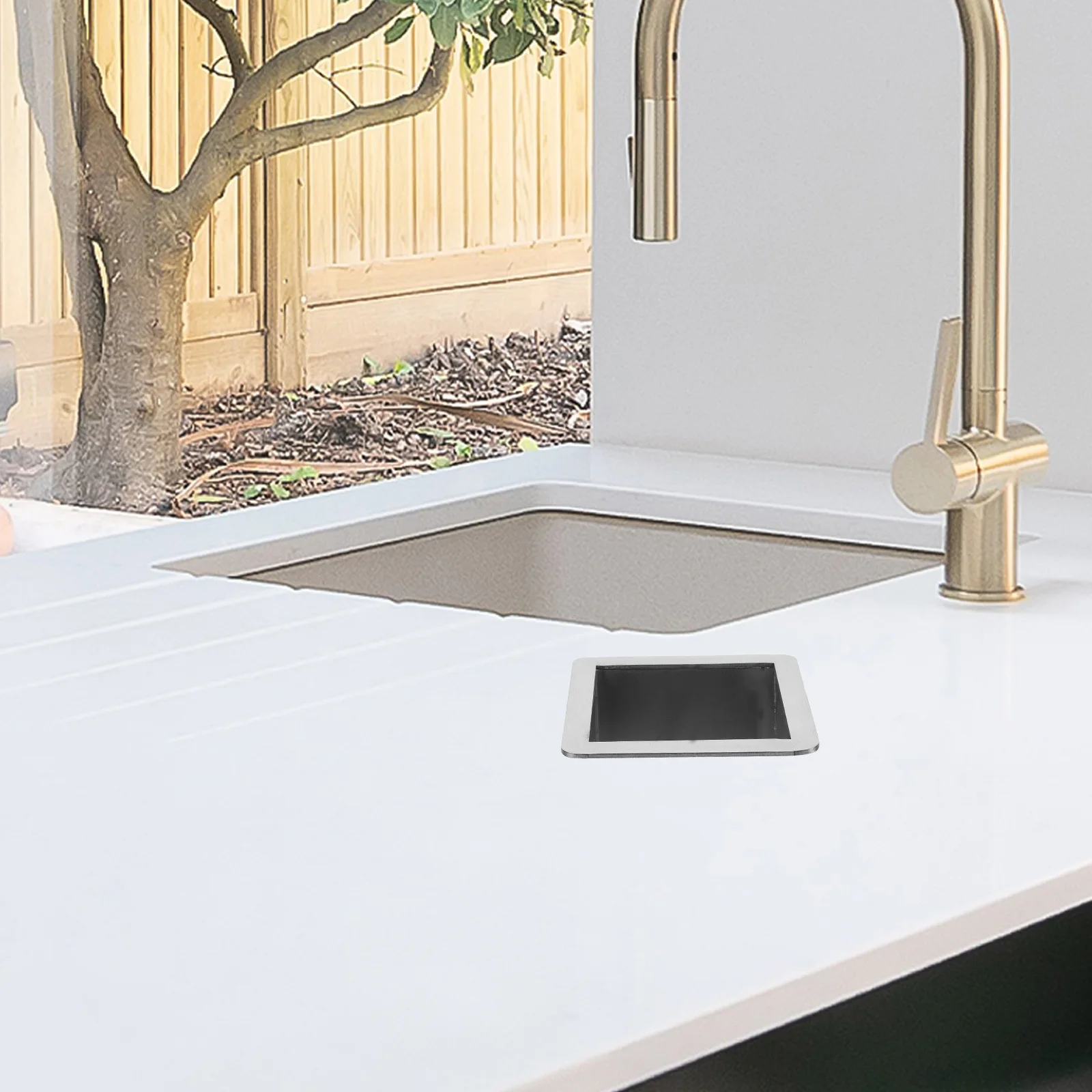 

Квадратный мусорный желоб, втулка из нержавеющей стали, столешница, встроенная крышка кухонного мусорного бака, вставные втулки для стойки