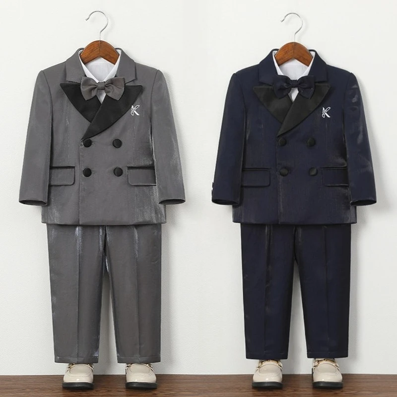

Boys Suit Vest Set British Style Children Wedding Birthday Photoshoot Blazer Outfit Kids Piano Recital Host Performance Costume