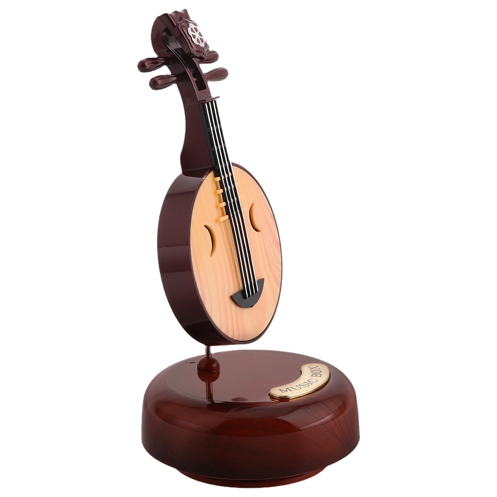

Zhongruan Music Box Retro Musical Instrument Classical Metal Wooden Boxes Desk Decor Rotating Melody Gift Idea