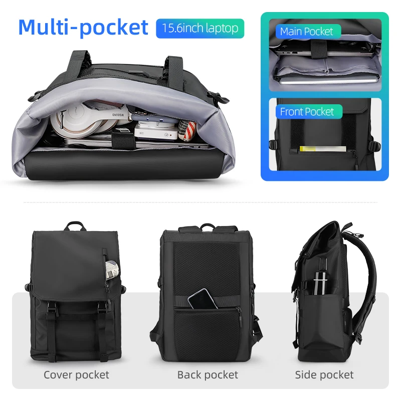 MarkRyden Balo: Waterproof Business Backpack Men USB School Backpacks 15.6 Inch Laptop Backpack Large Capacity Bagpacks for Men