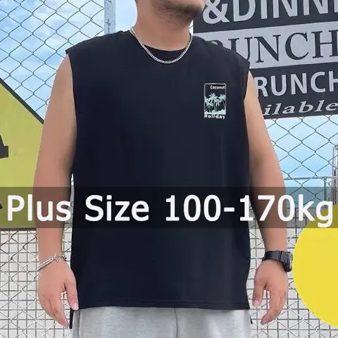 플러스 사이즈 조끼 탱크 탑 남성 9XL 10XL 12XL 100-170KG 여름 민소매 티셔츠 100% 코튼 오버 사이즈 티셔츠 빅 사이즈 남성 의류
