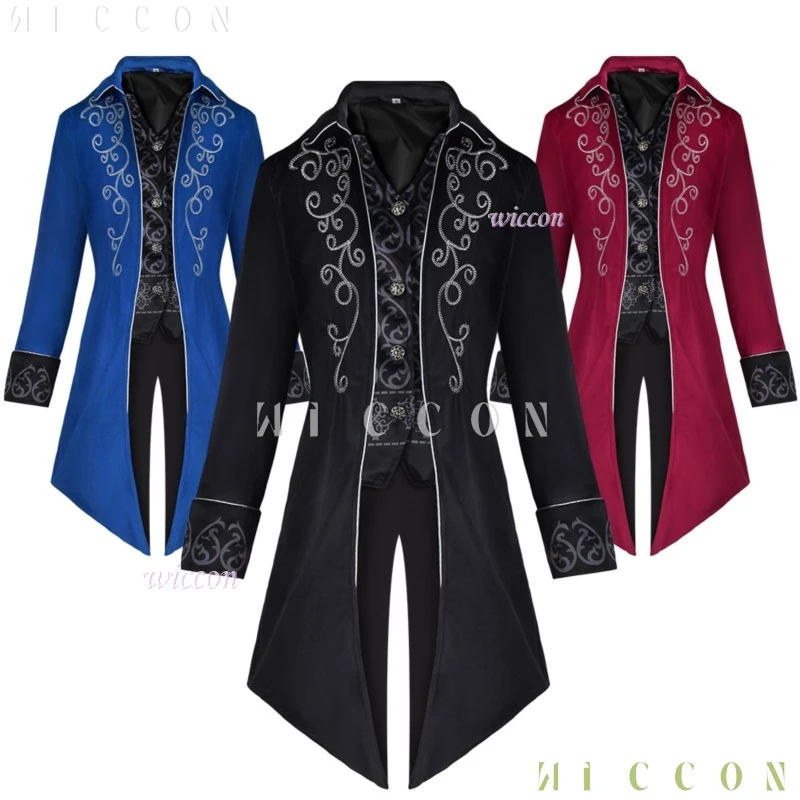

Halloween Costumes Medieval Tudor Gown Men Halloween Tuxedo Medieval Retro Punk Adlut Men's Cosplay Coat Europe Middle Ages Part