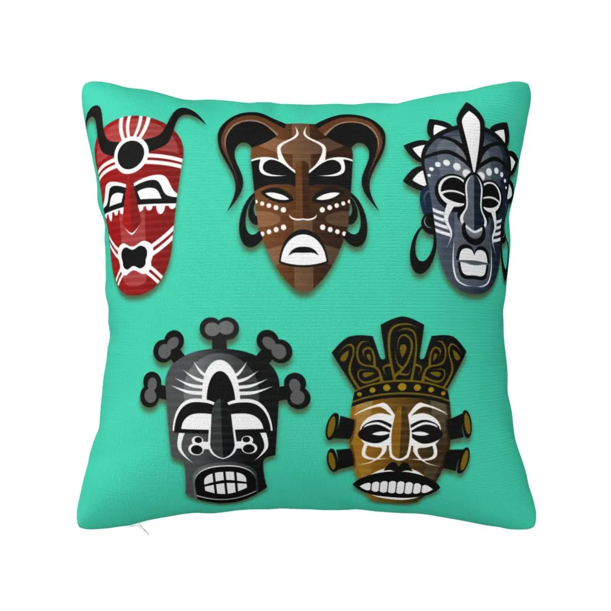 Printed Masks Tribe Africa Culture Pillowcase Polyester Cushion Cover Decorative Throw Pillow Case Cover Bed Zippered 45*45cm